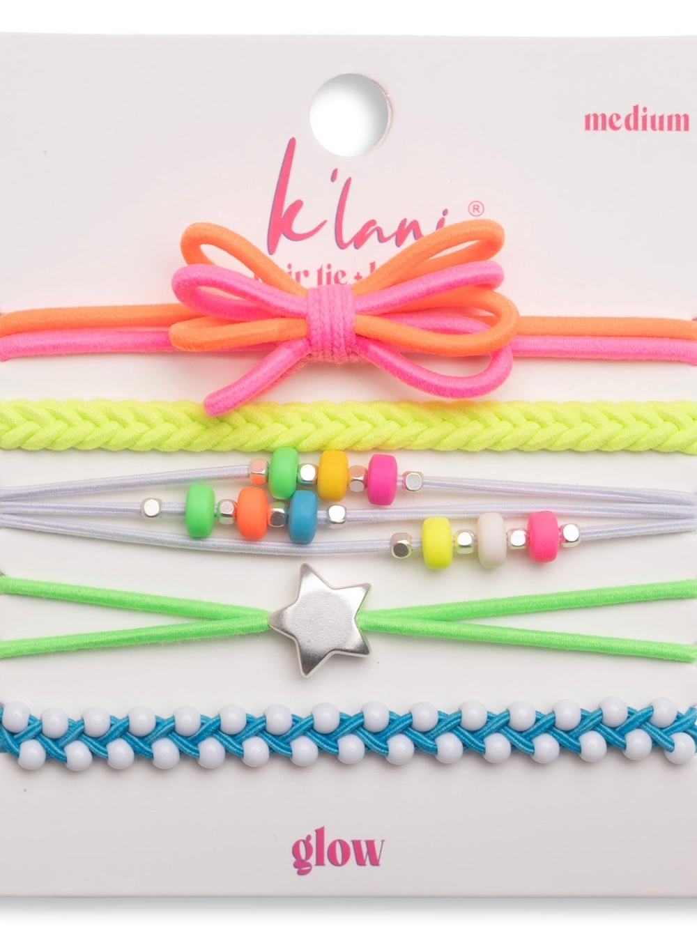 New 5pk K'lani Hair Tie/Bracelet "Glow" ☆✨️
